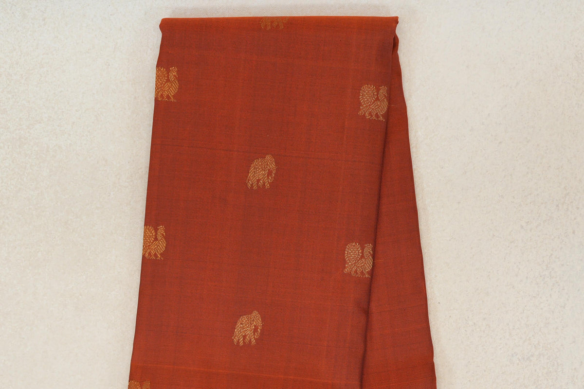 Rust Orange with Deep Violet Rettai Pettu Borders Vintage Kanjivaram Silk Saree body