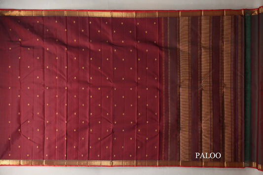 Reddish Maroon Vintage Kanjivaram Silk Saree paloo