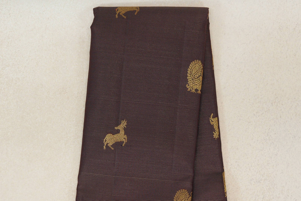 Deep Plum Brown Vaira Oosi Vintage Kanjivaram Silk Saree body