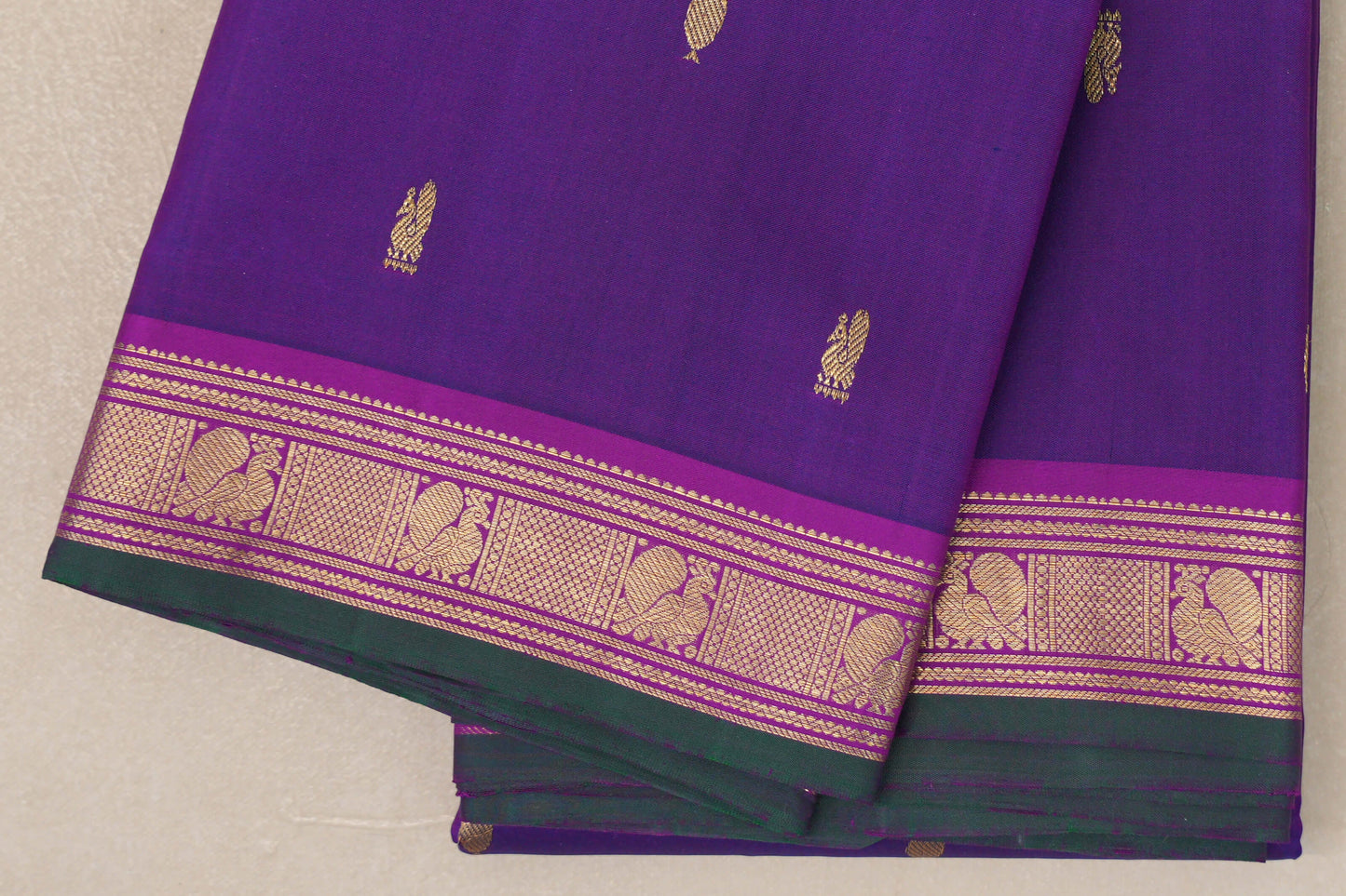 Deep Violet Vintage Kanjivaram Silk Saree by Shreenivas Silks PSSR019194