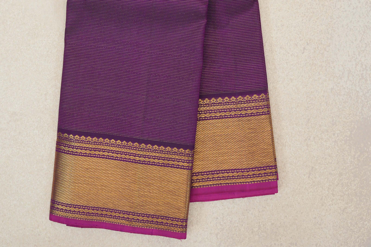 Deep Purple Vaira Oosi Vintage Kanjivaram Silk Saree border