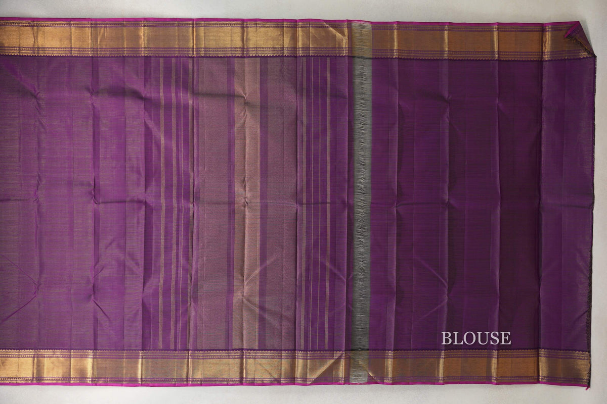 Deep Purple Vaira Oosi Vintage Kanjivaram Silk Saree blouse