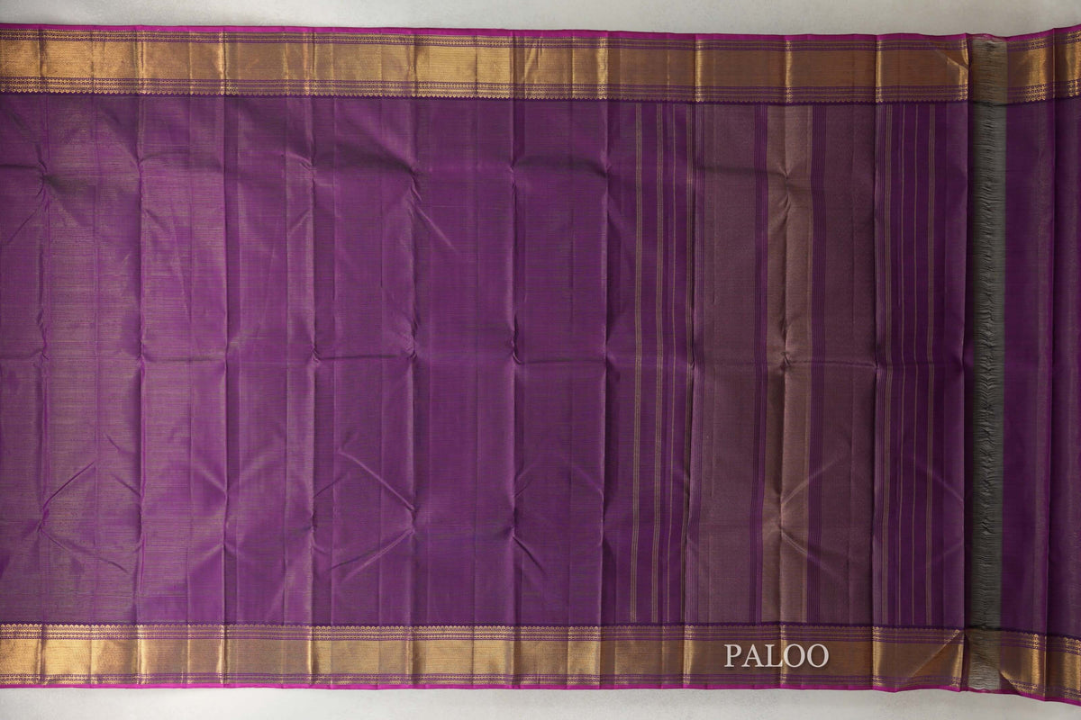 Deep Purple Vaira Oosi Vintage Kanjivaram Silk Saree paloo