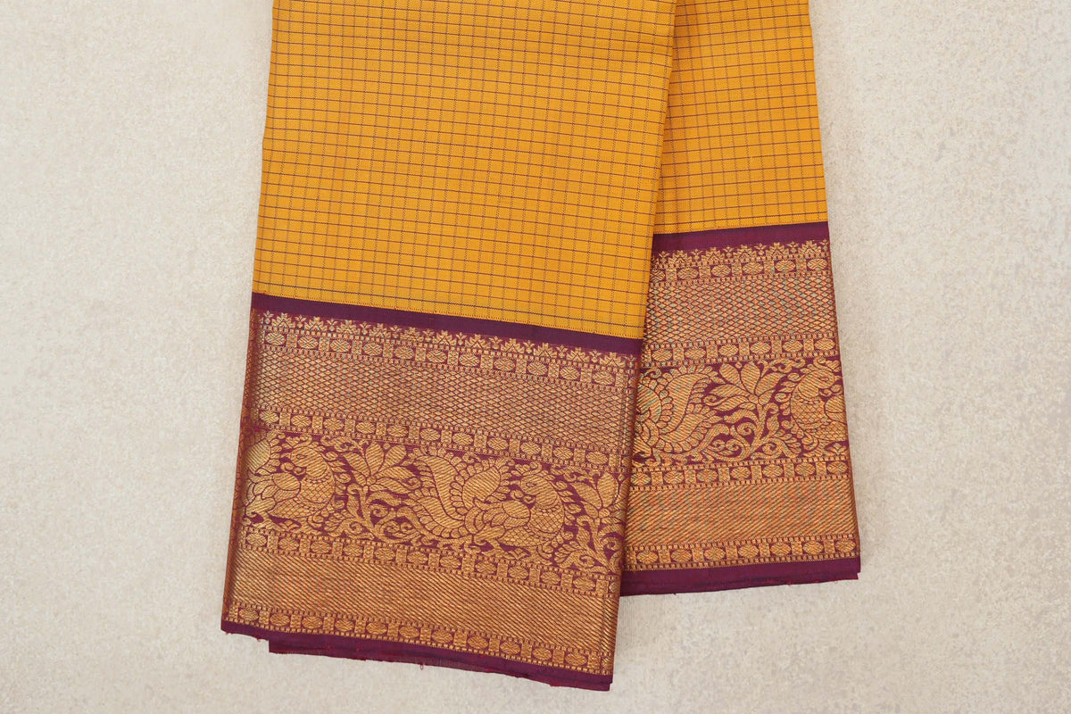 Mango Yellow Vintage Kanjivaram Silk Saree border