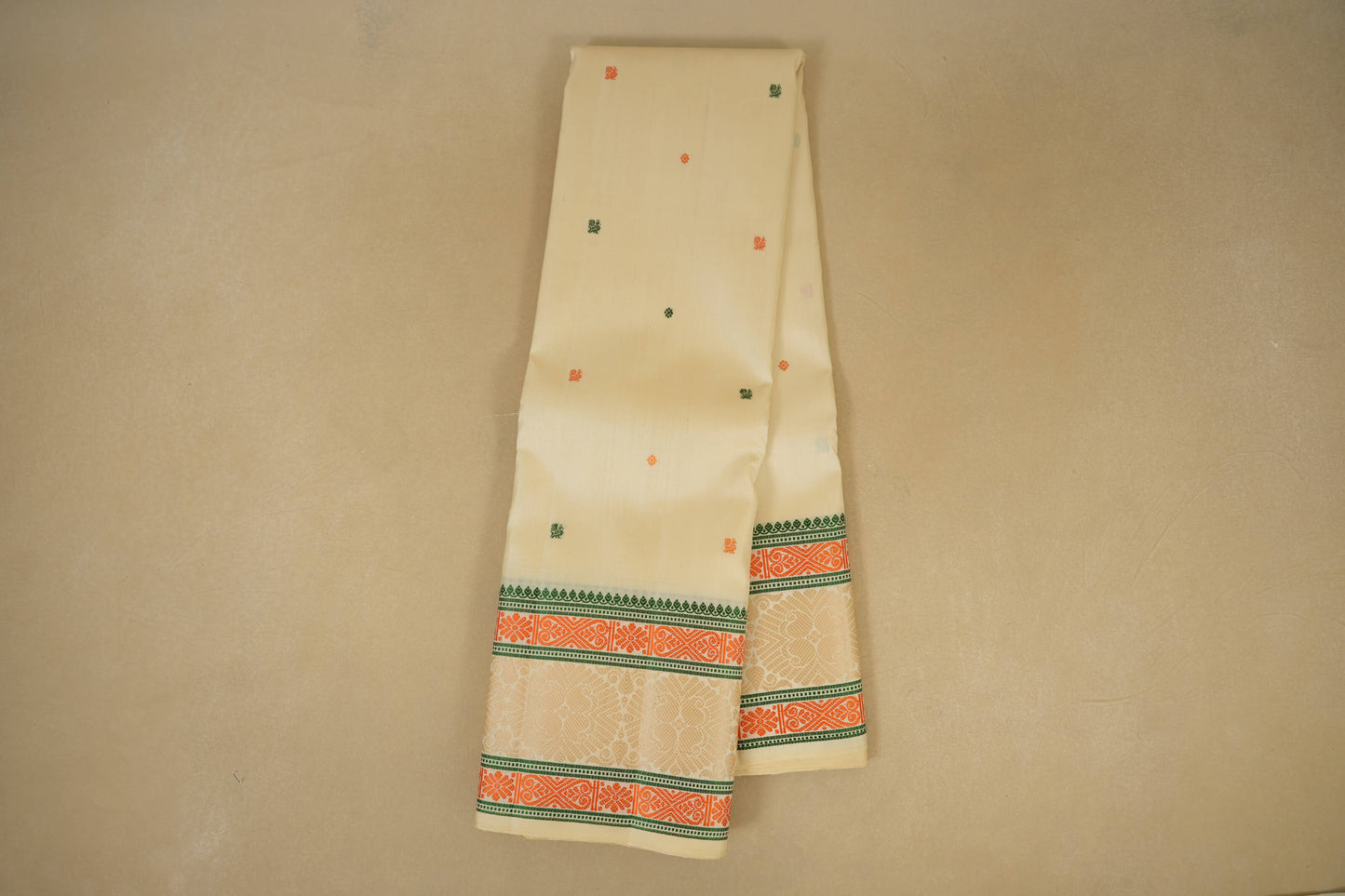 Off-white with Multi Color Borders Kanjivaram Silk Saree online