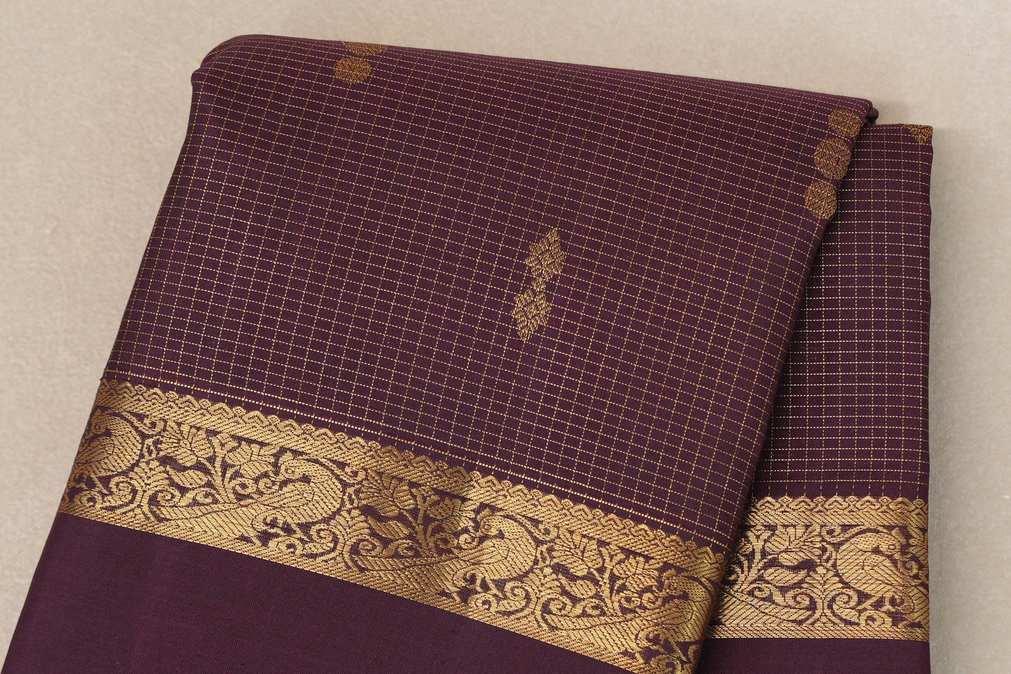 Deep Plum Vintage Kanjivaram Silk Saree by Shreenivas Silks PSSR019197