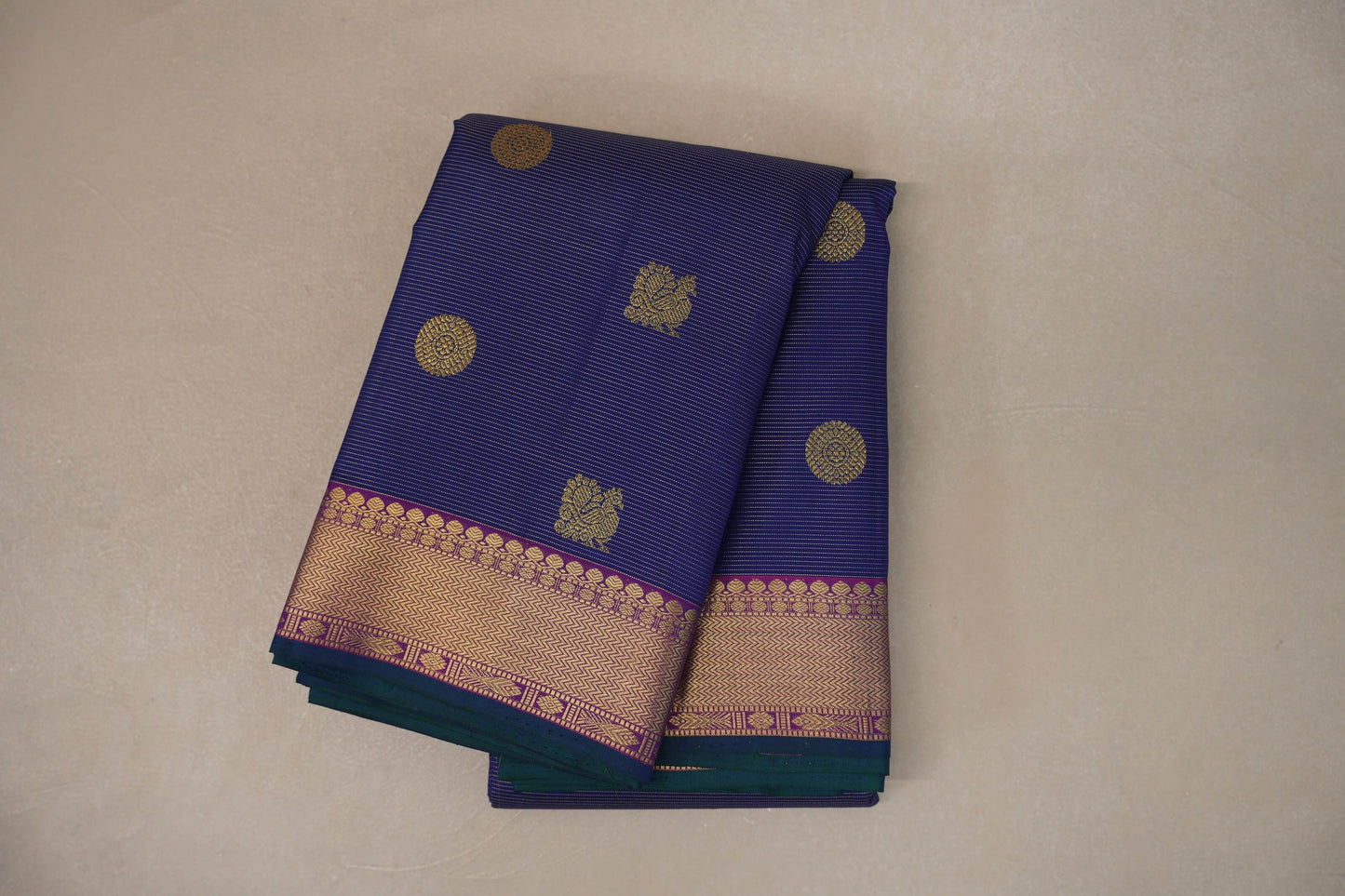 Indigo Violet Vintage Kanjivaram Silk Saree by Shreenivas Silks PSSR019198