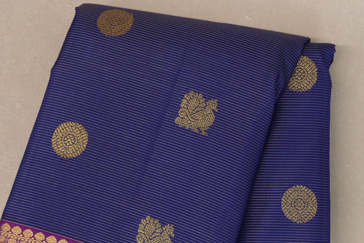 Indigo Violet Vintage Kanjivaram Silk Saree by Shreenivas Silks PSSR019198