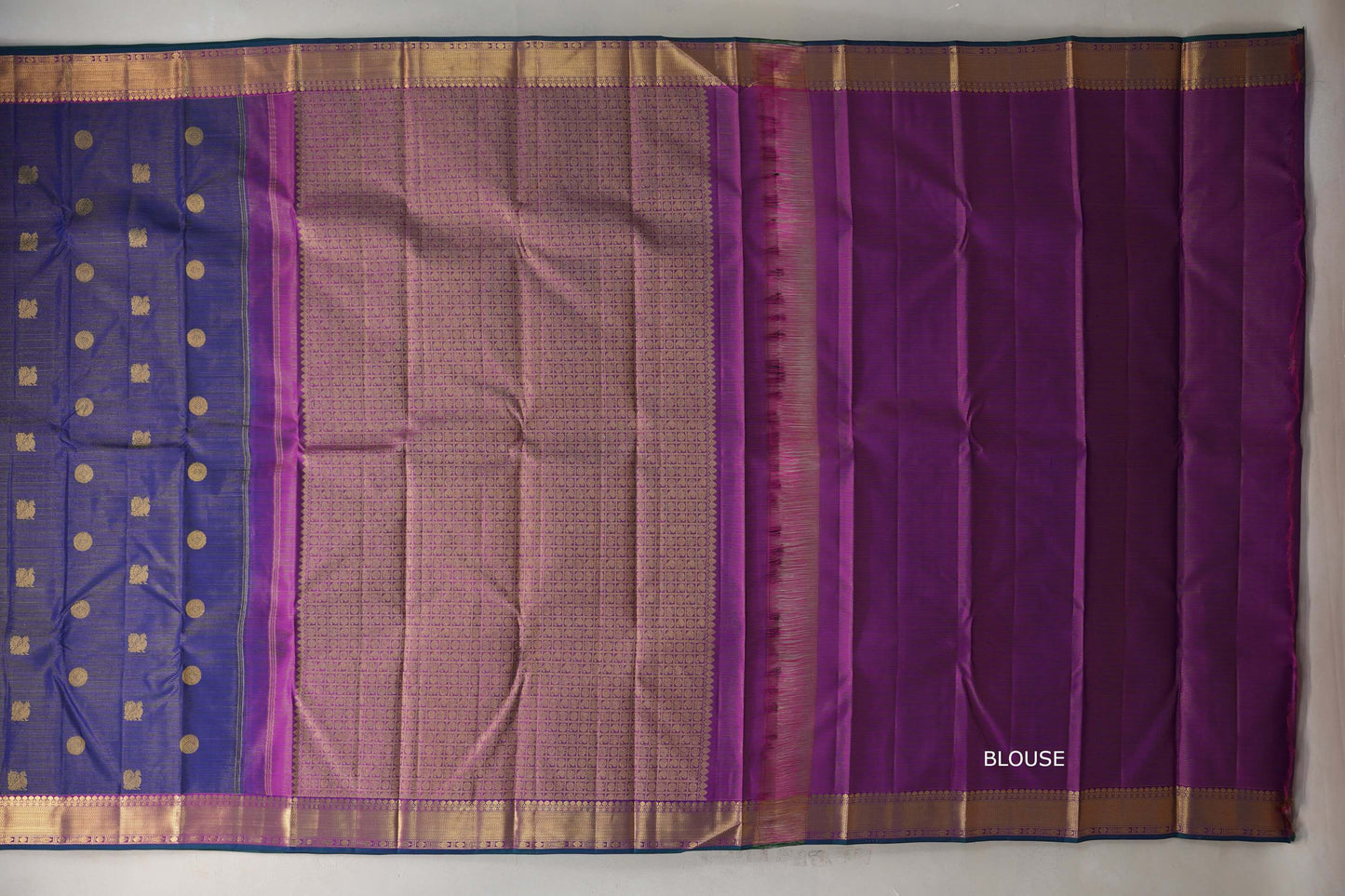 Indigo Violet Vintage Kanjivaram Silk Saree by Shreenivas Silks PSSR019198