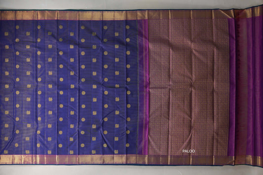 Indigo Violet Vintage Kanjivaram Silk Saree by Shreenivas Silks PSSR019198