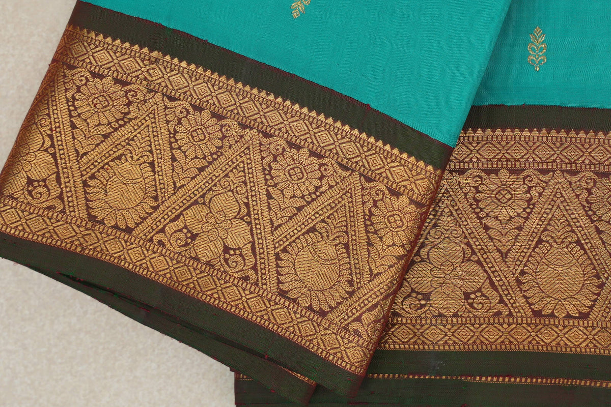 Aqua Green Vintage Kanjivaram Silk Saree border