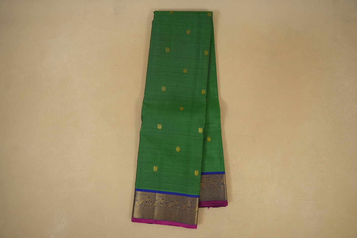 Online Green with Blue Borders Kanjivaram Silk Saree