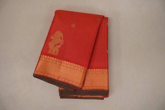 Bright Orange Vintage Kanjivaram Silk Saree by Shreenivas Silks PSSR019203