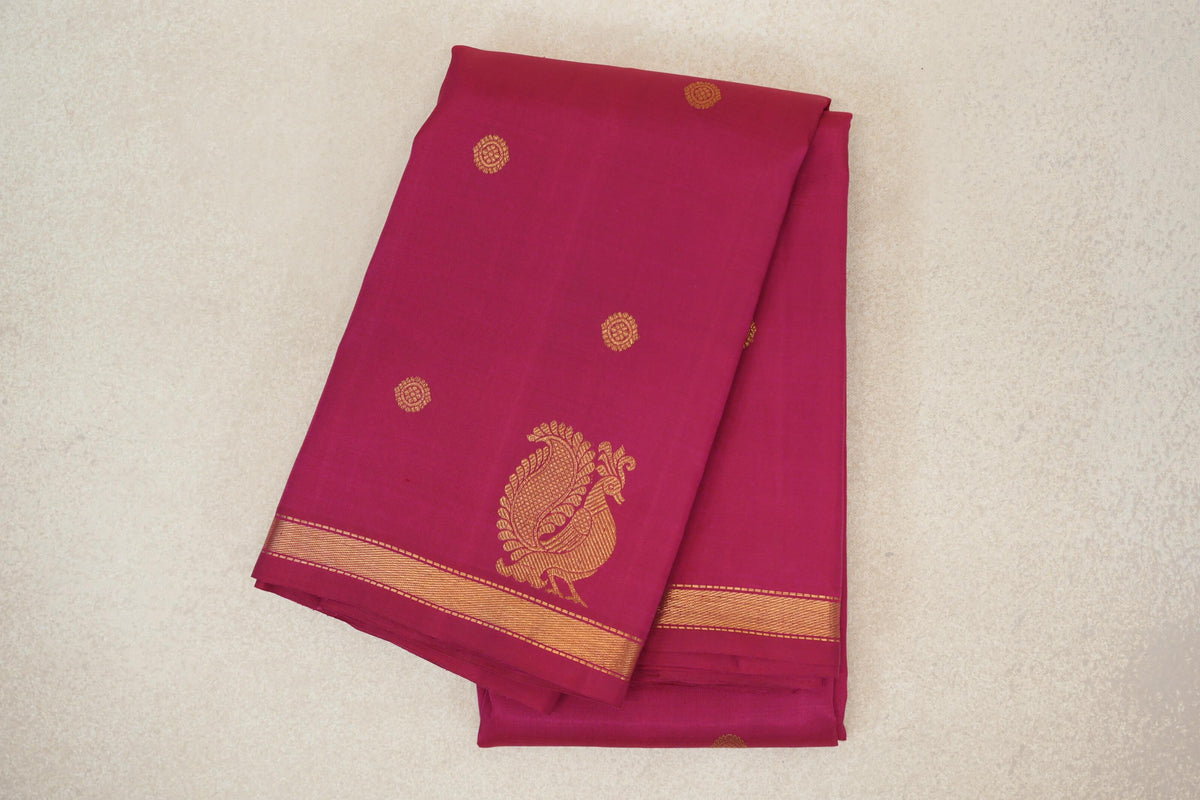 Deep Rani Pink Plant Based Kanjivaram Silk Saree