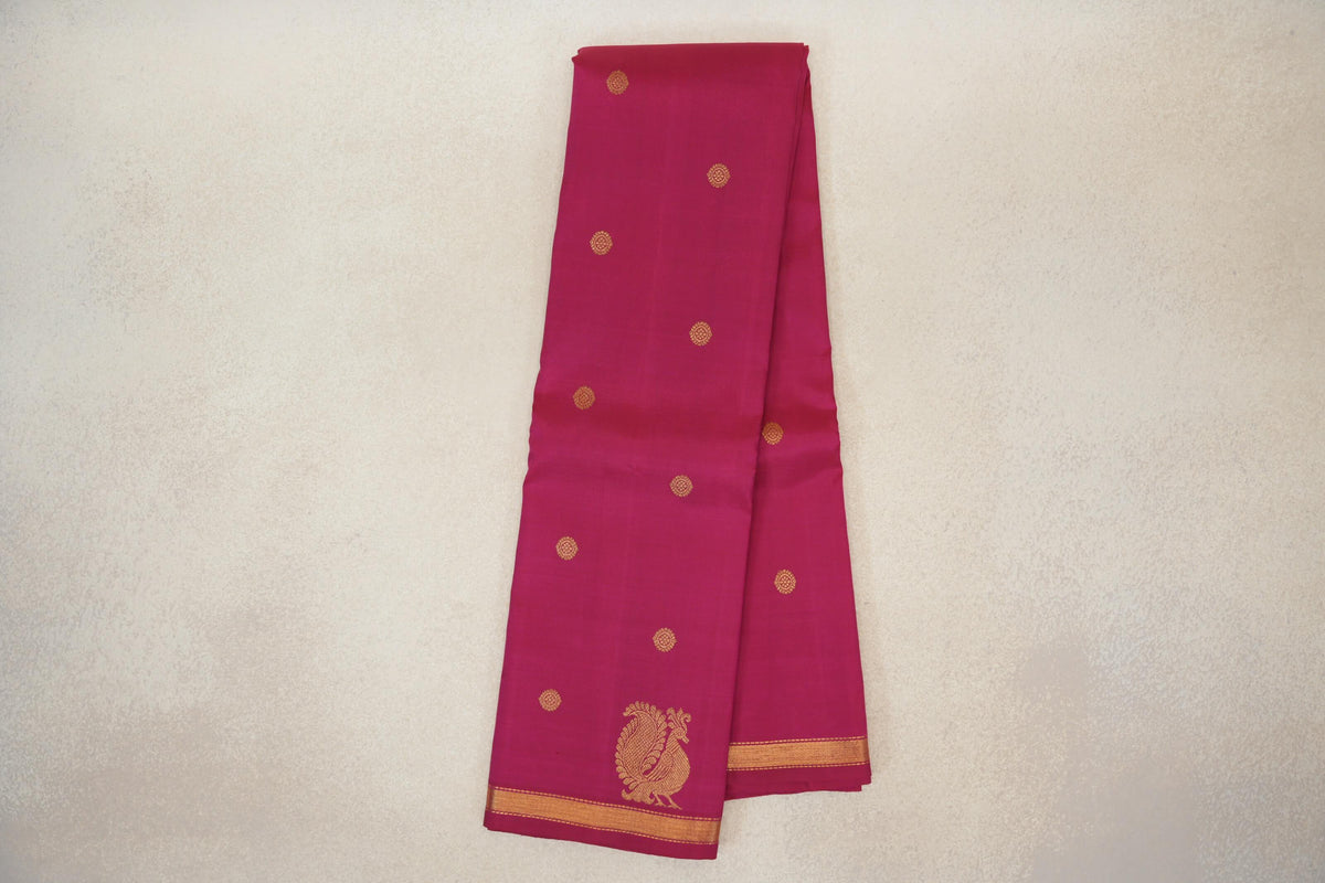 Online Deep Rani Pink Plant Based Kanjivaram Silk Saree