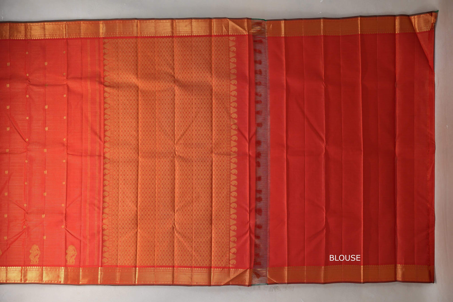Bright Orange Vintage Kanjivaram Silk Saree by Shreenivas Silks PSSR019203