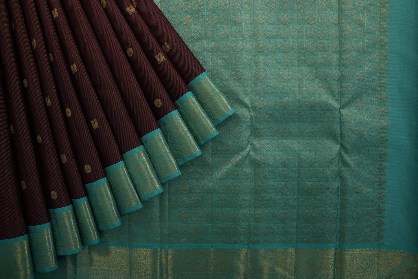 Dark maroon kanchipuram silk saree