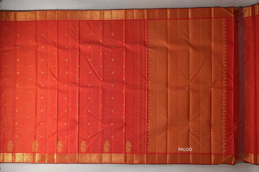 Bright Orange Vintage Kanjivaram Silk Saree by Shreenivas Silks PSSR019203