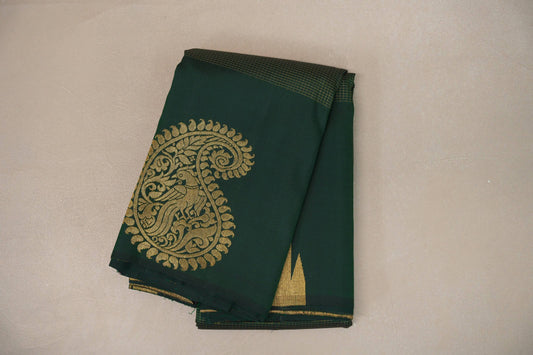 Deep Bottle Green Vintage Kanjivaram Silk Saree by Shreenivas Silks PSSR019204