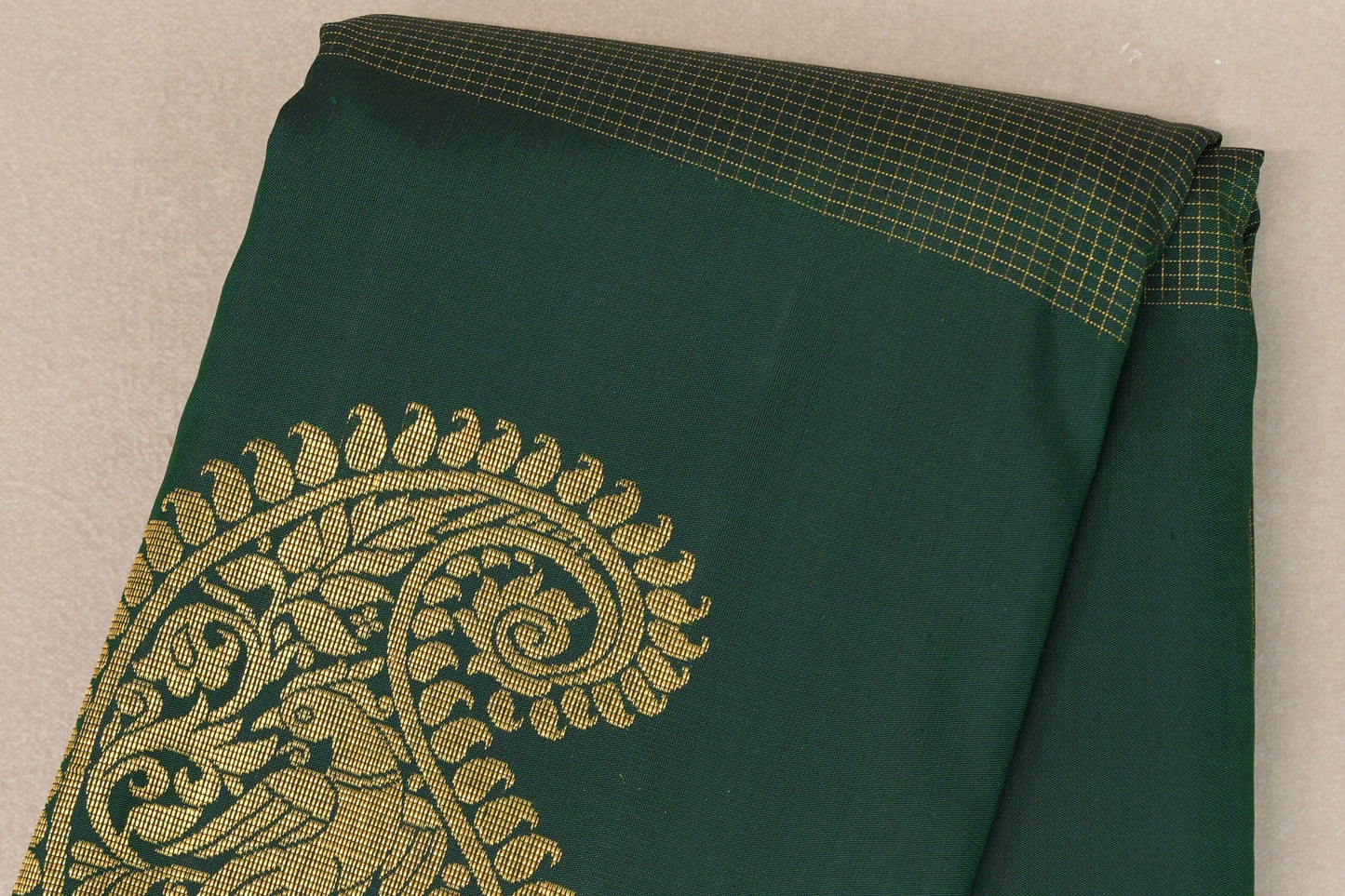 Deep Bottle Green Vintage Kanjivaram Silk Saree by Shreenivas Silks PSSR019204