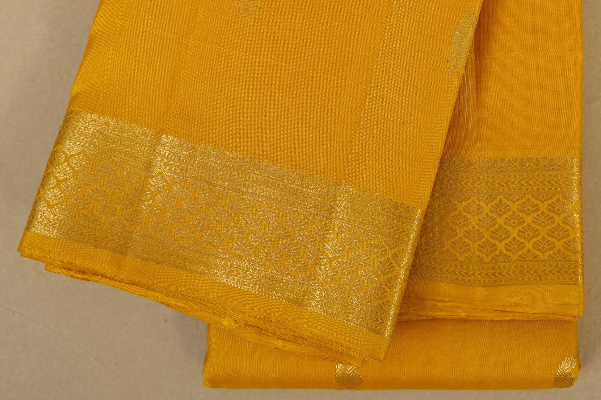 Yellow Kanjivaram Silk Saree borders