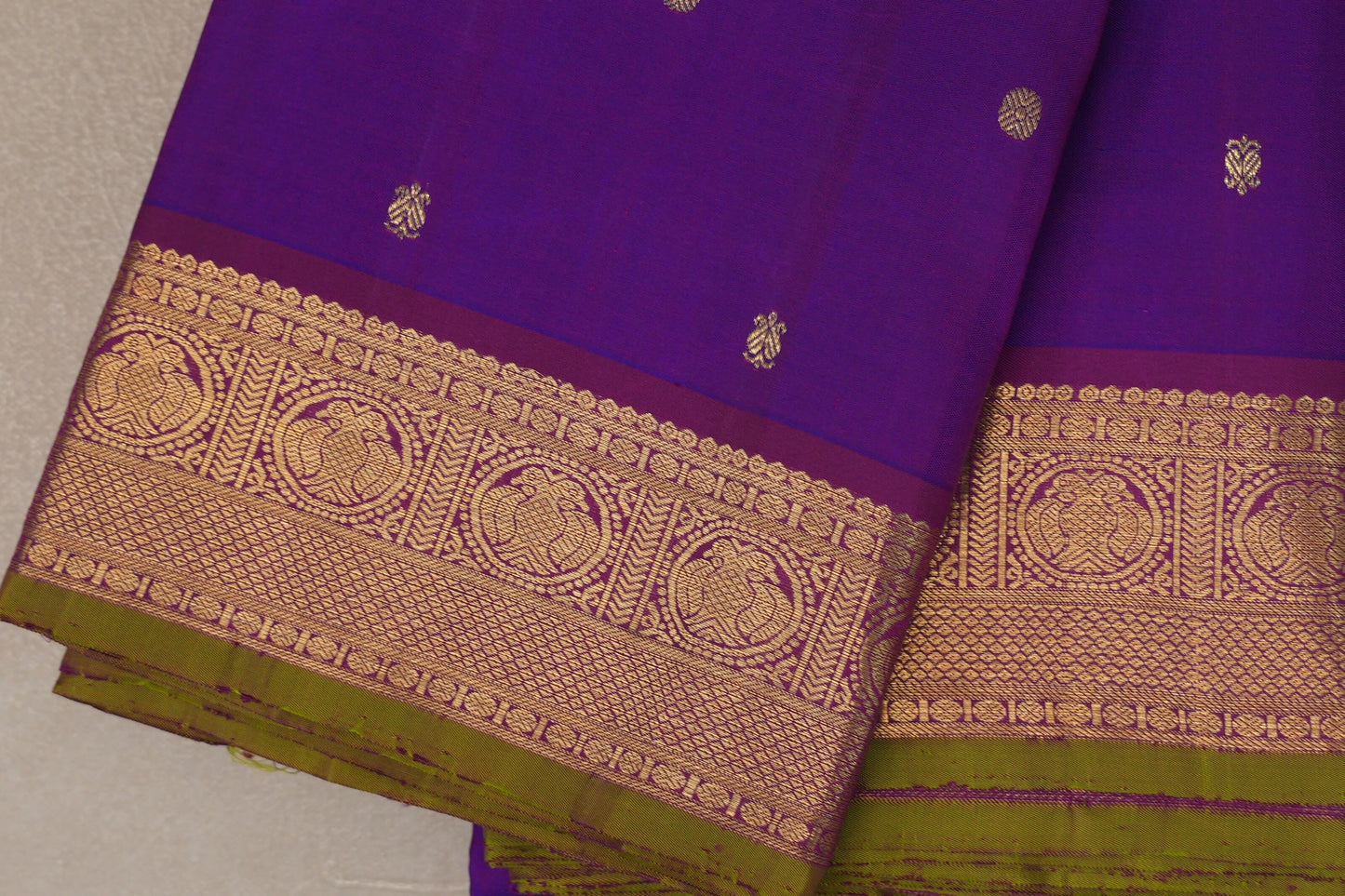 Dual Tone of Royal Blue and Purple Vintage Kanjivaram Silk Saree by Shreenivas Silks PSSR019205