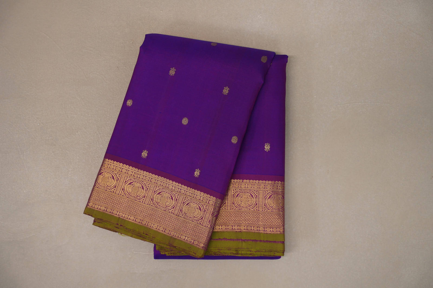 Dual Tone of Royal Blue and Purple Vintage Kanjivaram Silk Saree by Shreenivas Silks PSSR019205