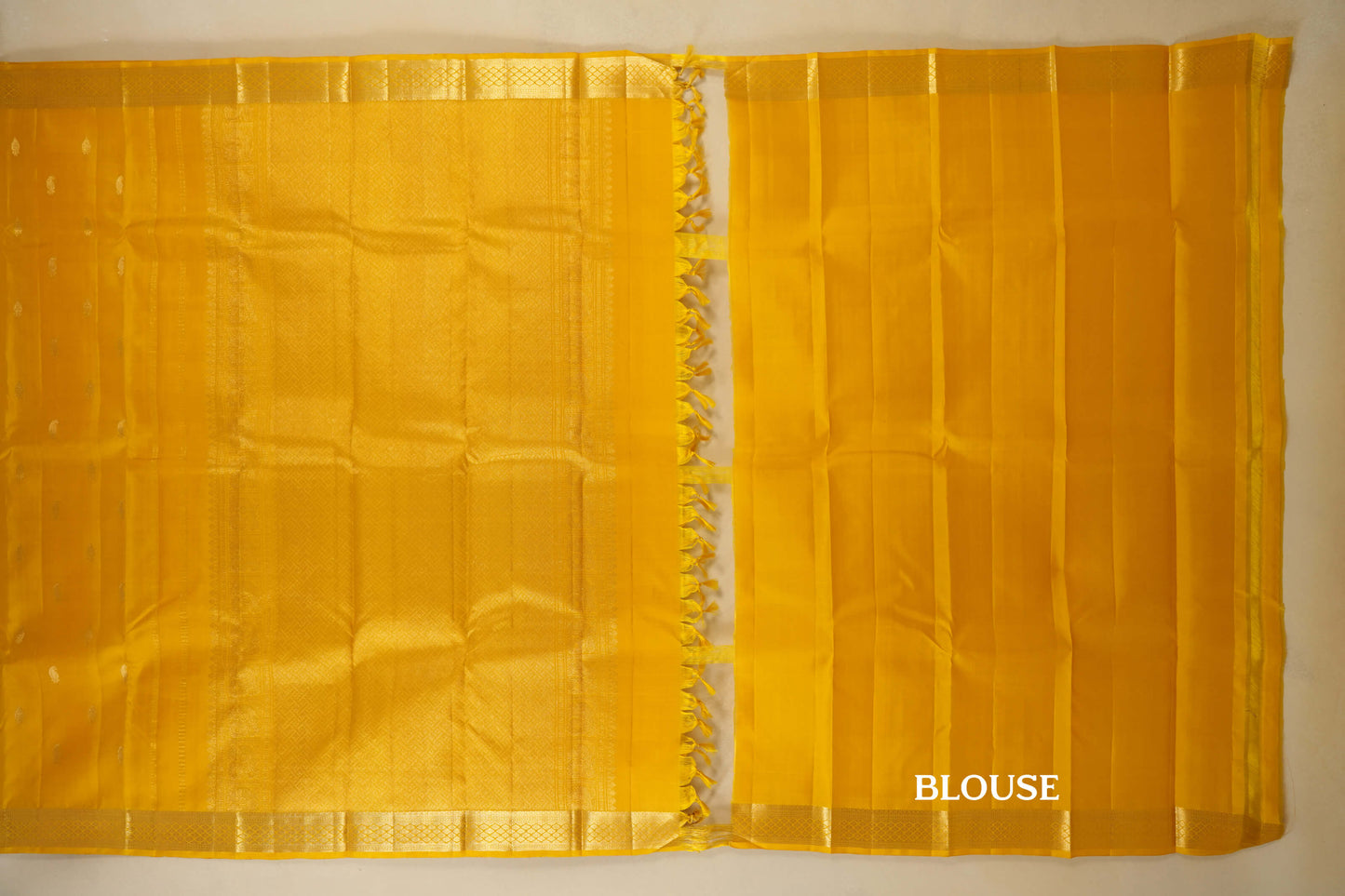 Yellow Kanjivaram Silk Saree blouse