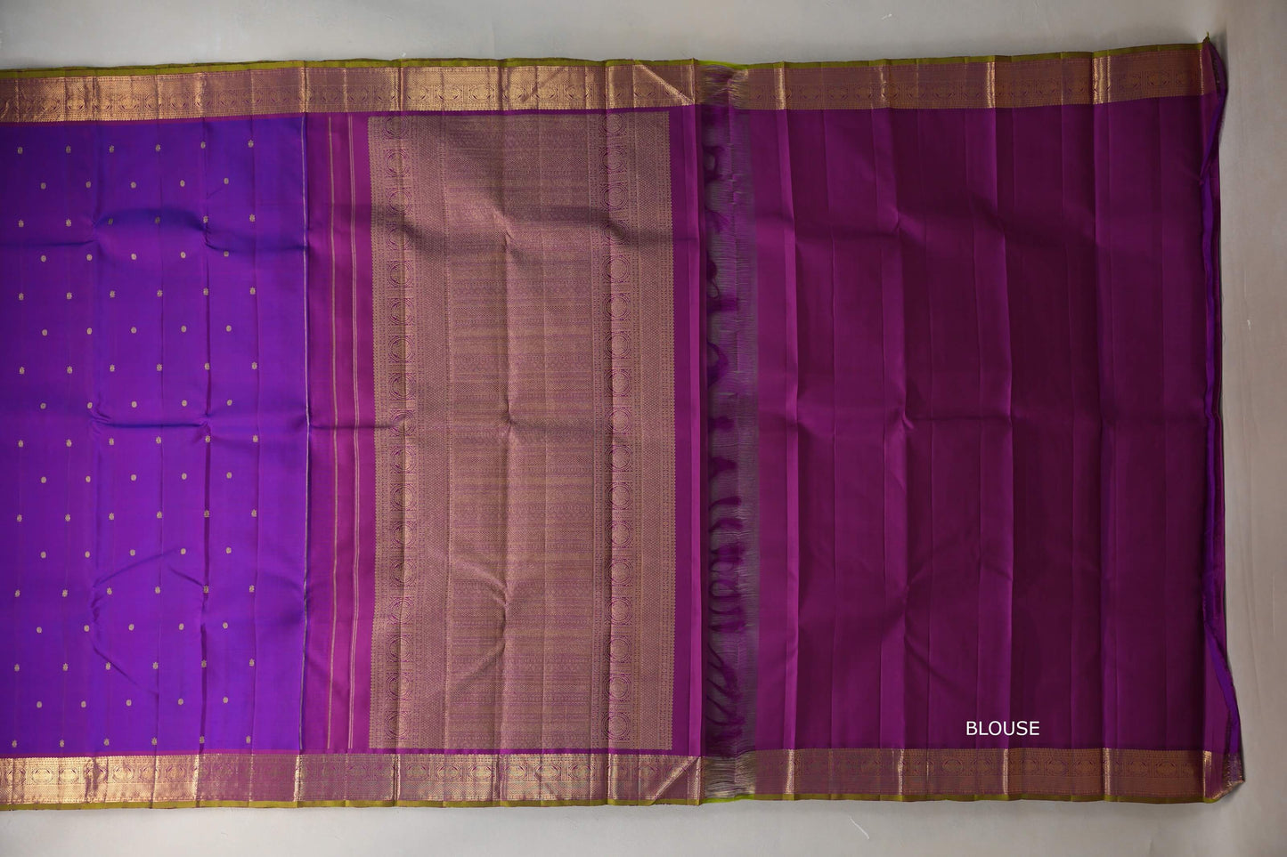 Dual Tone of Royal Blue and Purple Vintage Kanjivaram Silk Saree by Shreenivas Silks PSSR019205