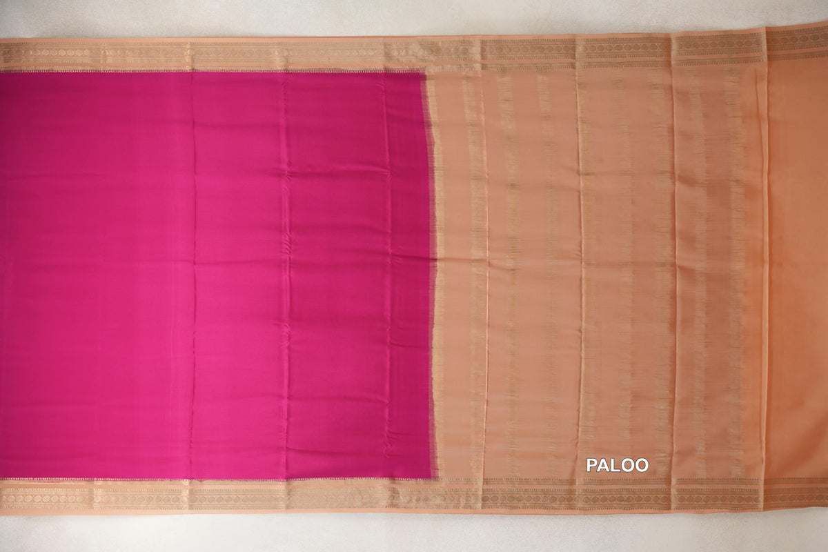 Deep Rani Pink Mysore Silk Saree paloo