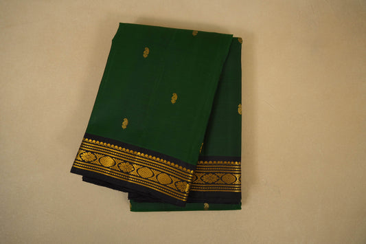 Bottle Green with Deep Brown Borders Kanjivaram Silk Saree