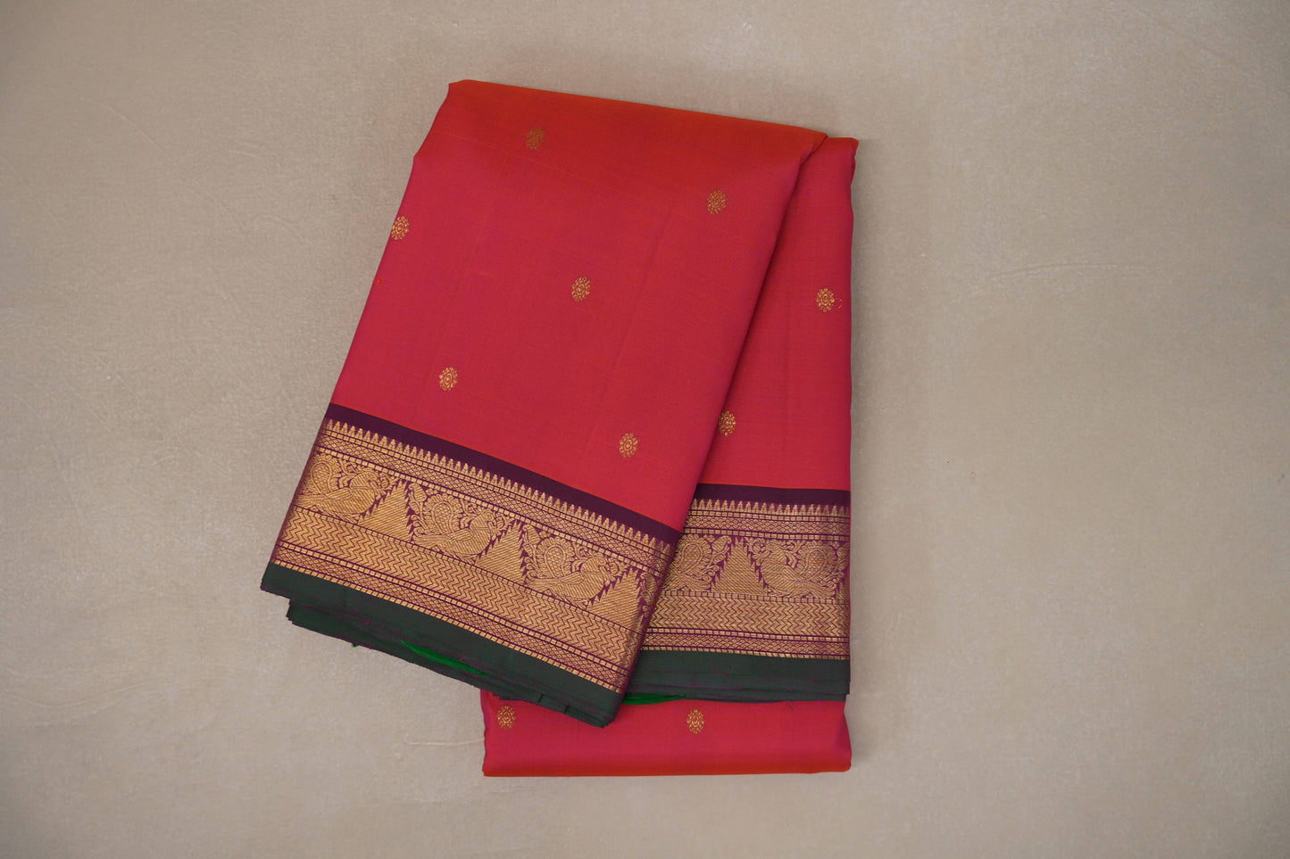 Orangish Pink Vintage Kanjivaram Silk Saree by Shreenivas Silks PSSR019206