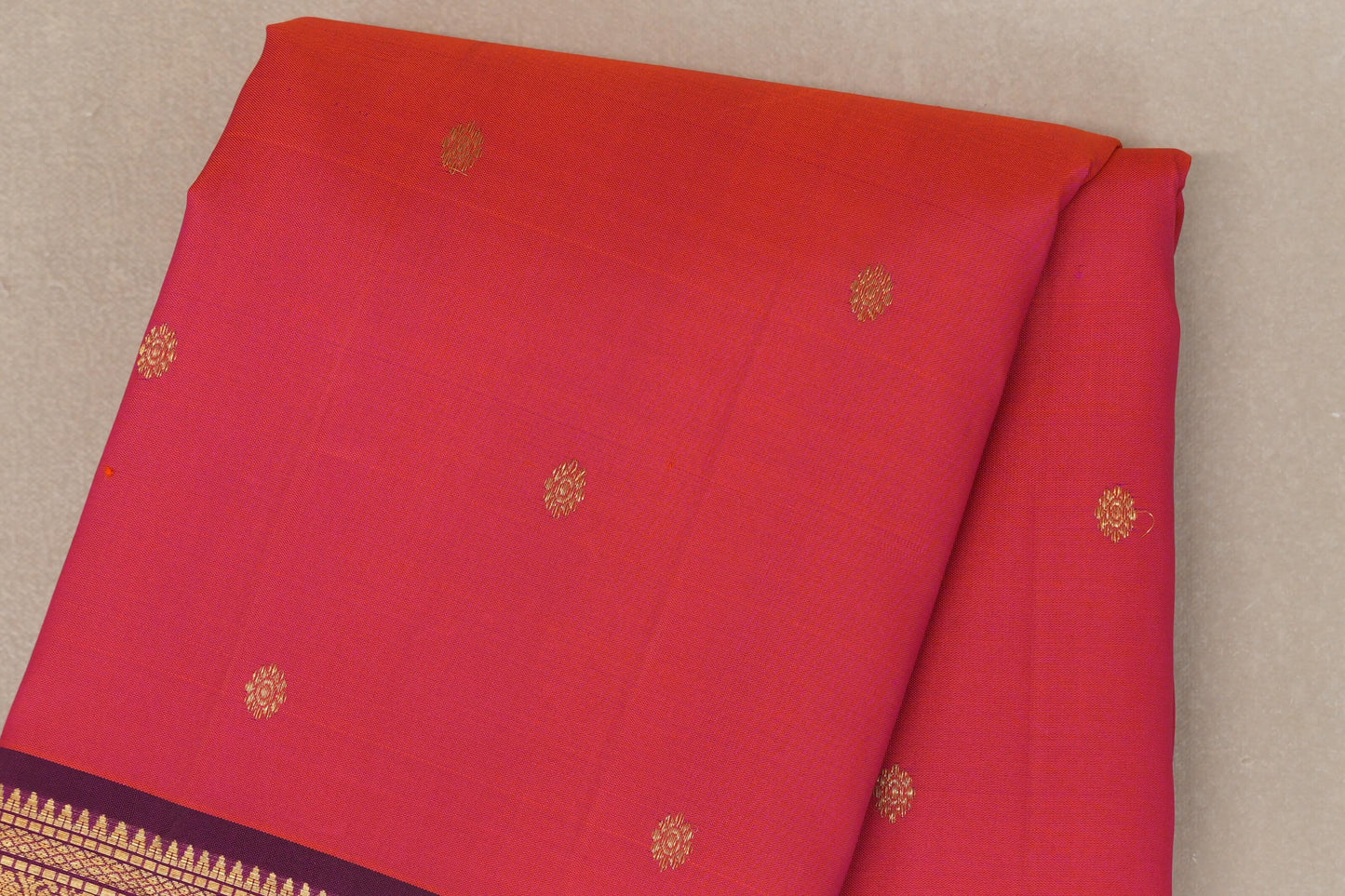 Orangish Pink Vintage Kanjivaram Silk Saree by Shreenivas Silks PSSR019206