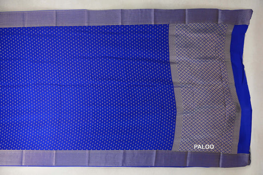 Bright Royal Blue Mysore Silk Saree paloo
