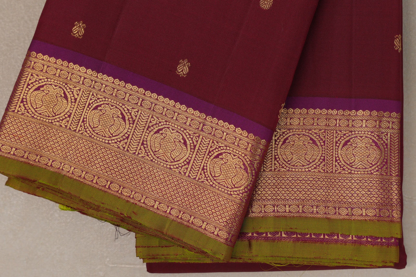 Deep Maroon with deep magenta Vintage Kanjivaram Silk Saree by Shreenivas Silks PSSR019208