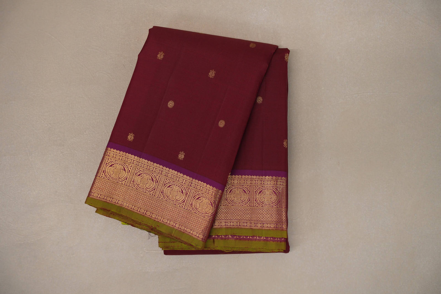 Deep Maroon with deep magenta Vintage Kanjivaram Silk Saree by Shreenivas Silks PSSR019208