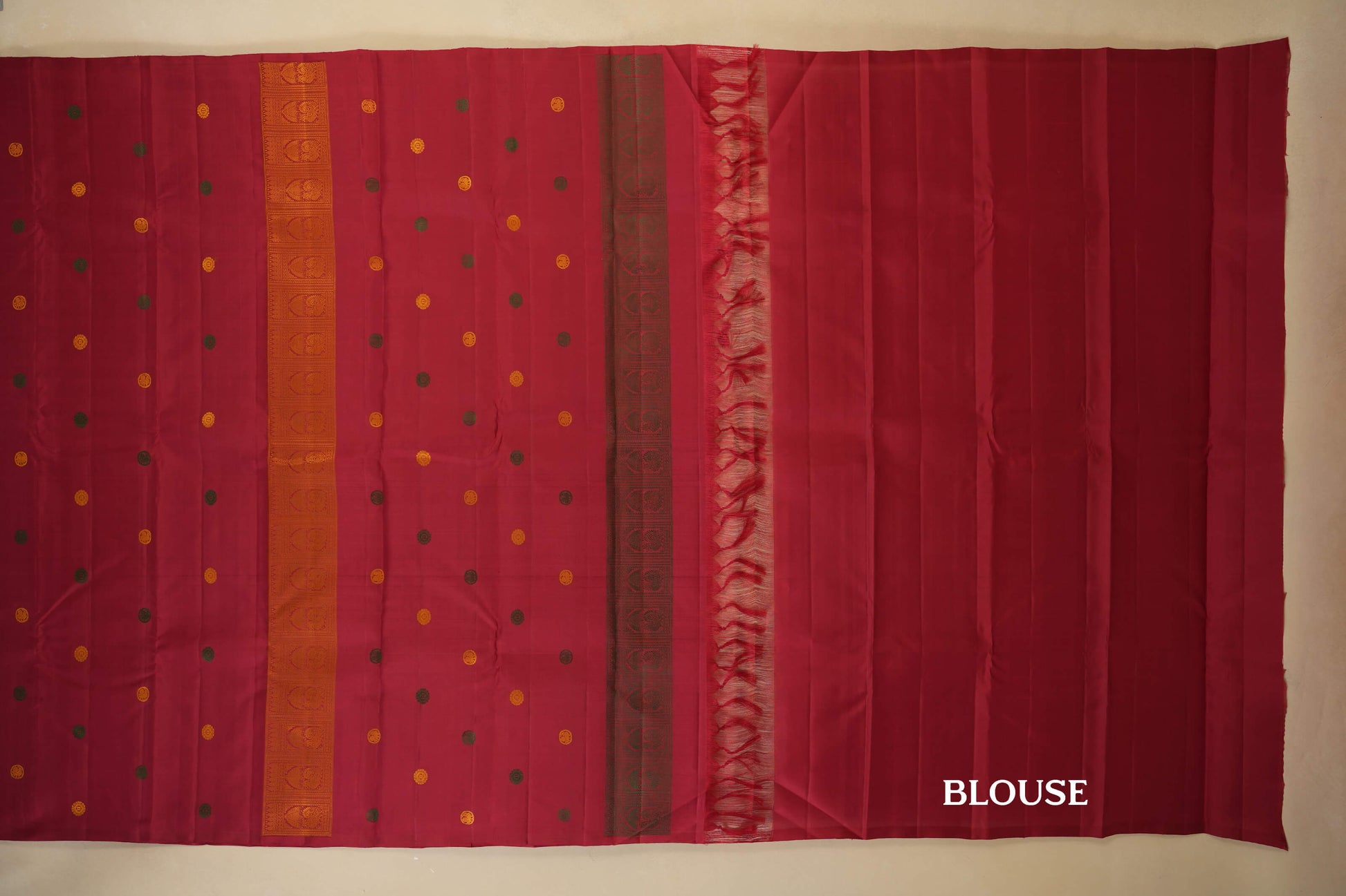 Maroon Borderless Kanjivaram Silk Saree blouse