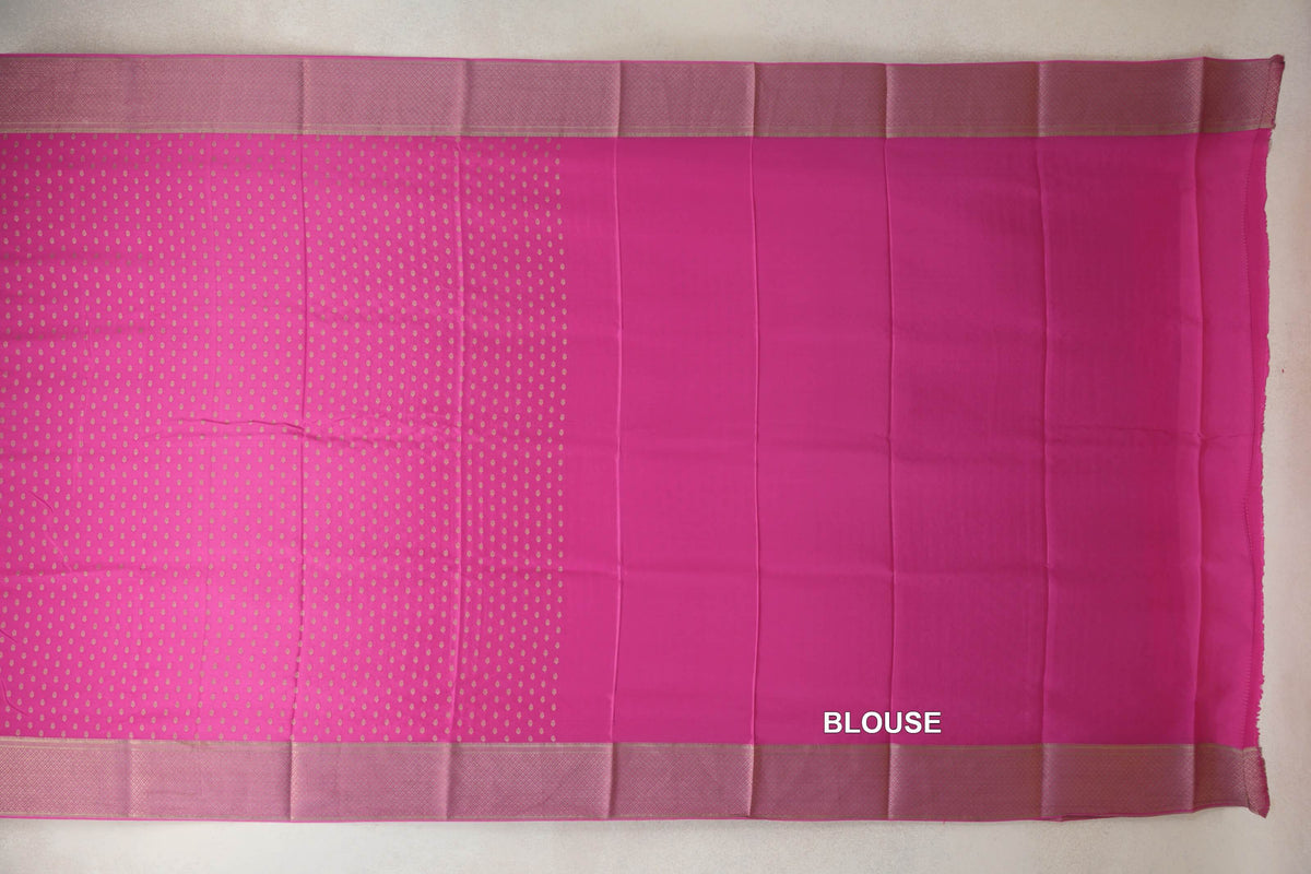 Bright Rani Pink Mysore Silk Saree blouse