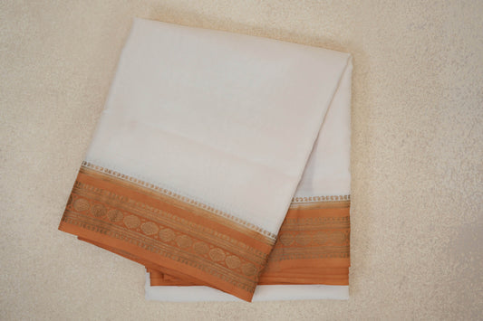 folded Off White Mysore Silk Saree