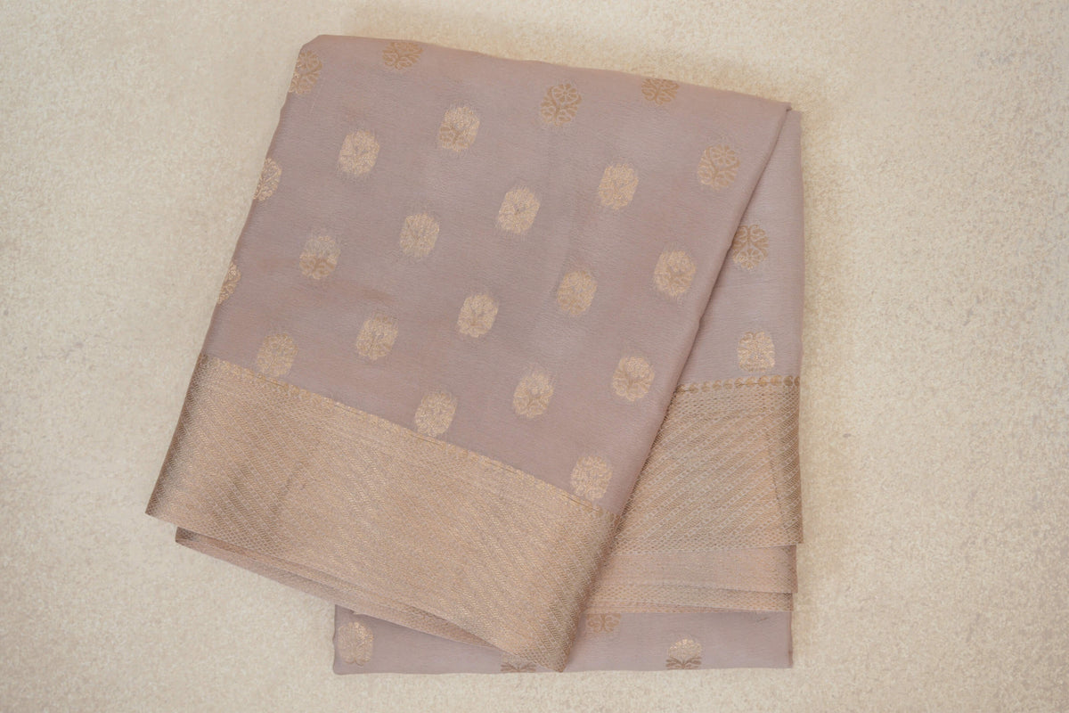 folded Dark Beige Mysore Silk Saree