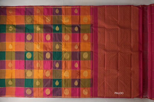 Multi Color Checks Vintage Kanjivaram Silk Saree by Shreenivas Silks PSSR019210