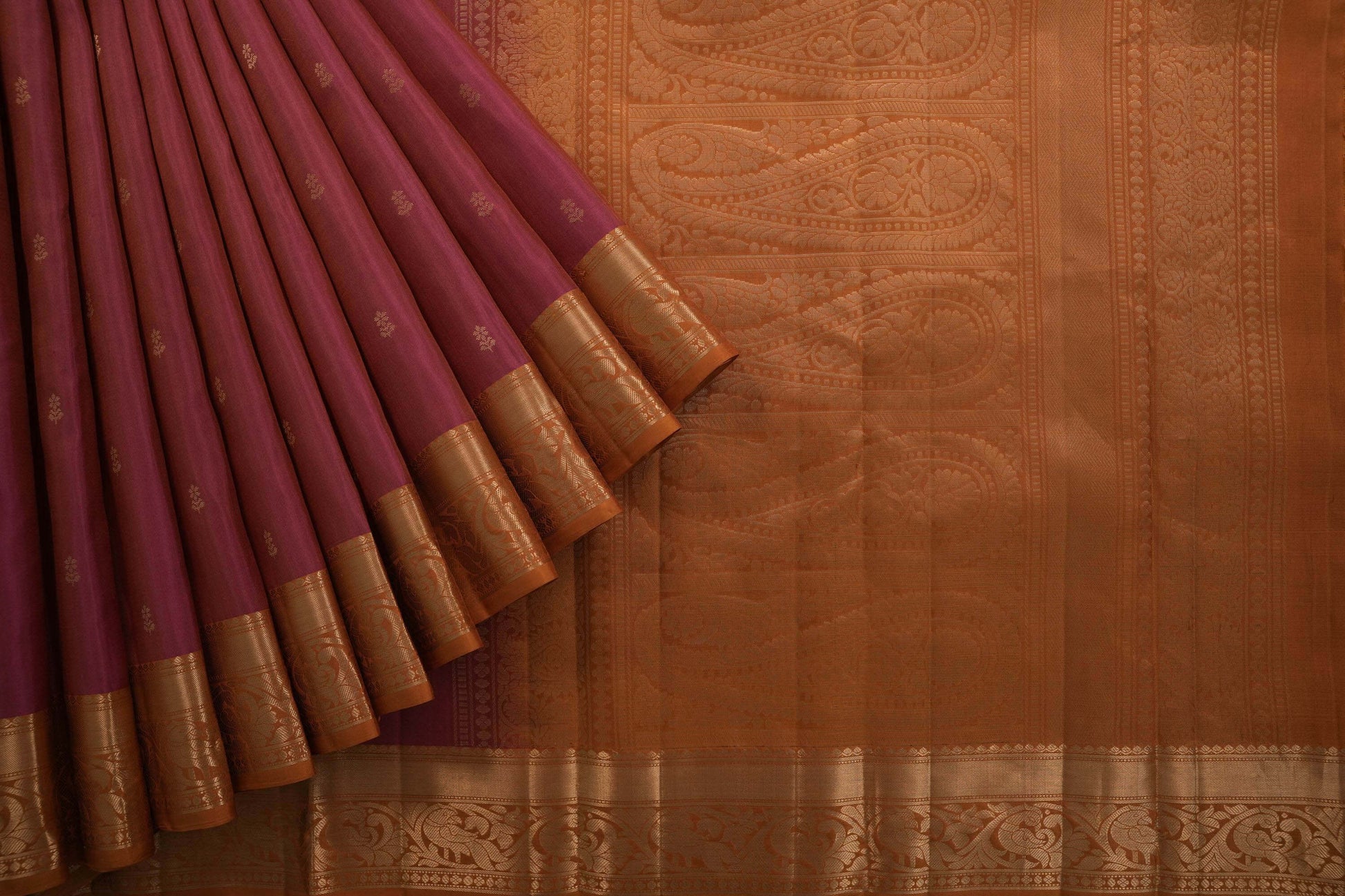 Dual tone of red with mustard soft silk saree