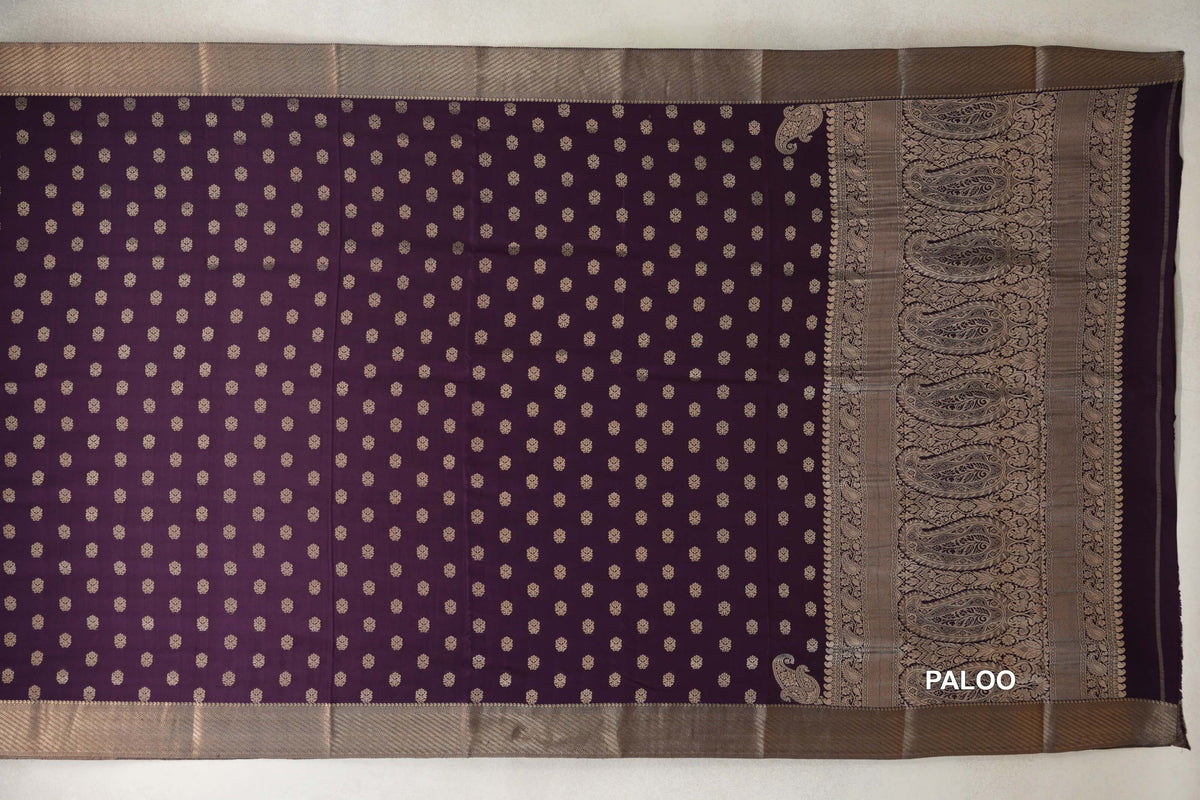 Deep Purple Mysore Silk Saree paloo