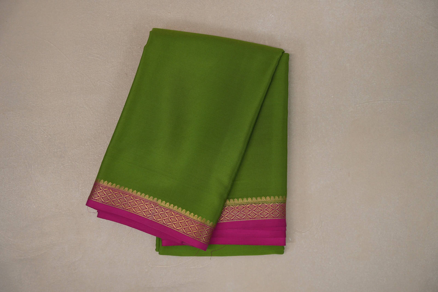 Bright Leaf Green with bright Pink Mysore Silk Saree by Shreenivas Silks PSSR019215