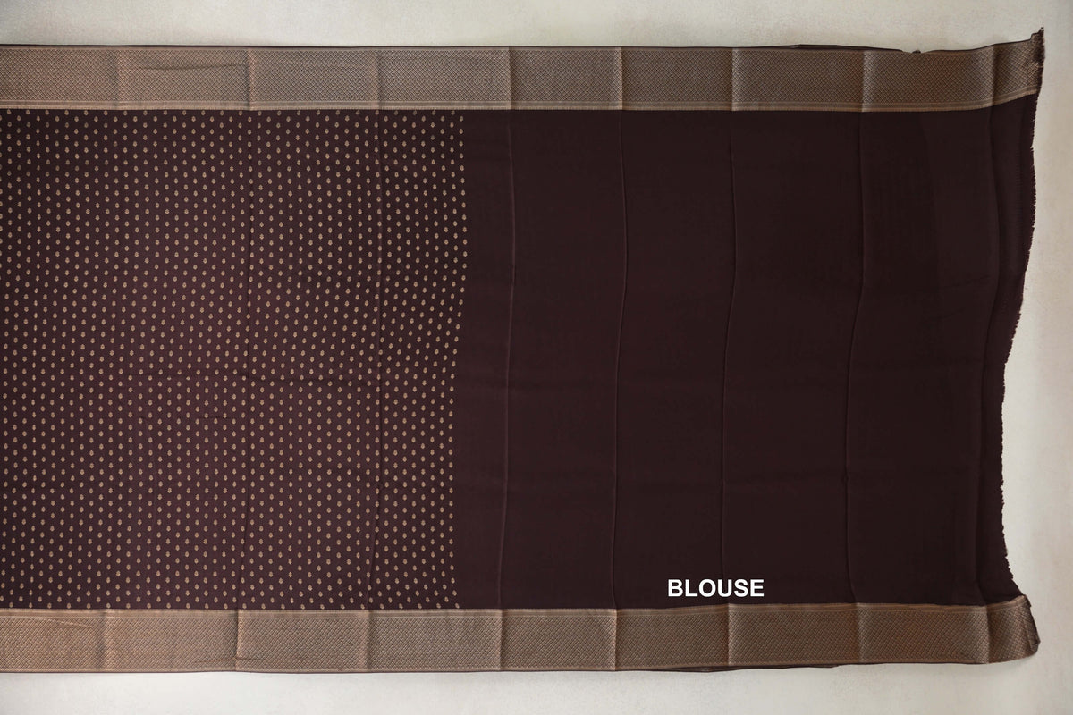 Coffee Bean Brown Mysore Silk Saree blouse