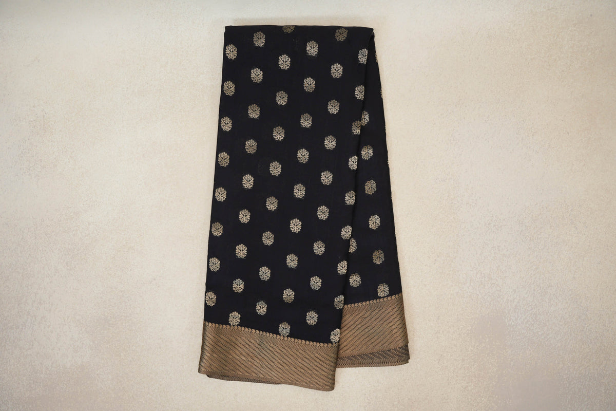 Jet Black Mysore Silk Saree online