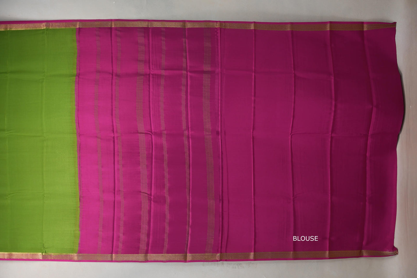 Bright Leaf Green with bright Pink Mysore Silk Saree by Shreenivas Silks PSSR019215