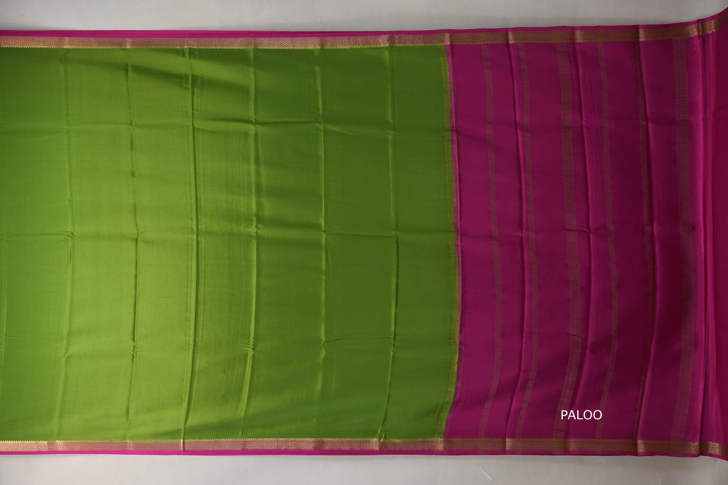 Bright Leaf Green with bright Pink Mysore Silk Saree by Shreenivas Silks PSSR019215