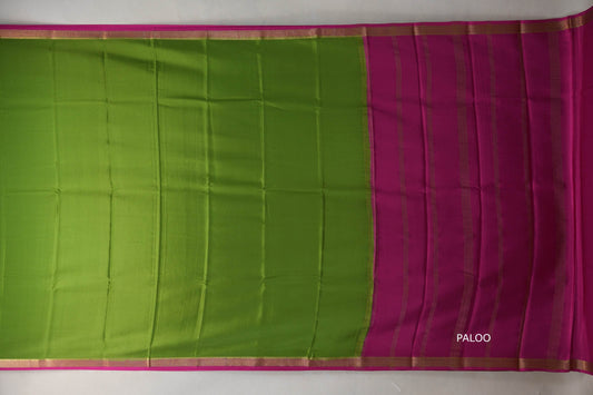 Bright Leaf Green with bright Pink Mysore Silk Saree by Shreenivas Silks PSSR019215