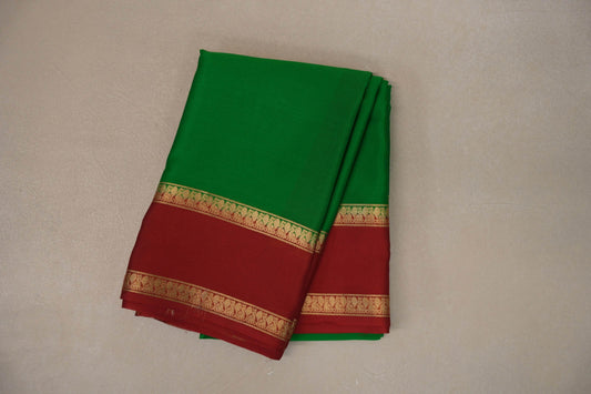 Forest green with red Mysore Silk Saree by Shreenivas Silks PSSR019216